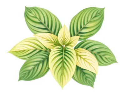 AI-generated watercolor illustration of Hosta 'Bonanza' (not a photograph)