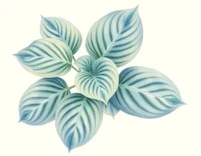 AI-generated watercolor illustration of Hosta 'Boracay' (not a photograph)