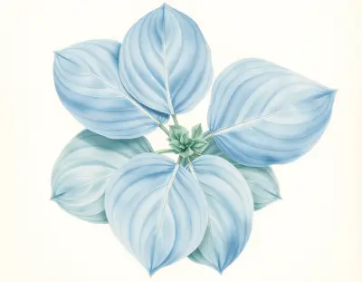 AI-generated watercolor illustration of Hosta 'Brass Horn' (not a photograph)