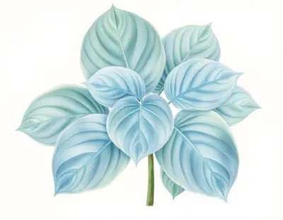 AI-generated watercolor illustration of Hosta 'Campfire' (not a photograph)
