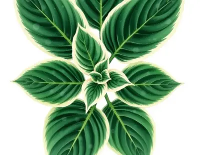 AI-generated watercolor illustration of Hosta 'Captain Atom' (not a photograph)