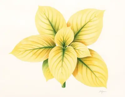 AI-generated watercolor illustration of Hosta 'Cardwell Yellow' (not a photograph)
