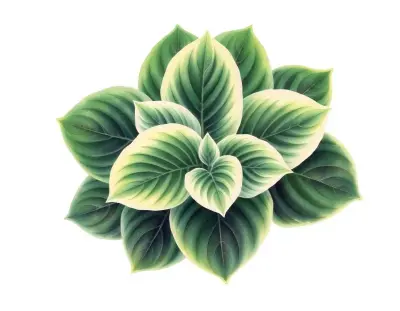 AI-generated watercolor illustration of Hosta 'Cathy's Clown' (not a photograph)