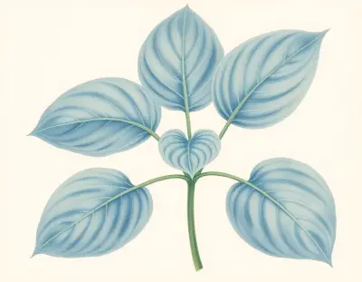 AI-generated watercolor illustration of Hosta 'Cerulean Magic' (not a photograph)
