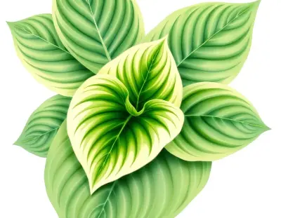 AI-generated watercolor illustration of Hosta 'Chameleon' (not a photograph)