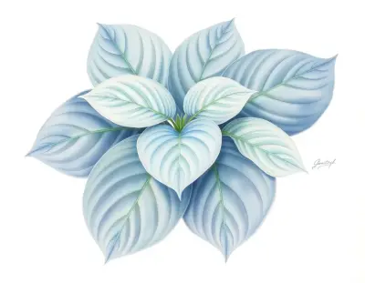 AI-generated watercolor illustration of Hosta 'Champ' (not a photograph)