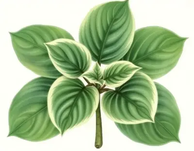 AI-generated watercolor illustration of Hosta 'Chantilly Lace' (not a photograph)