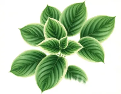 AI-generated watercolor illustration of Hosta 'Cheesecake' (not a photograph)