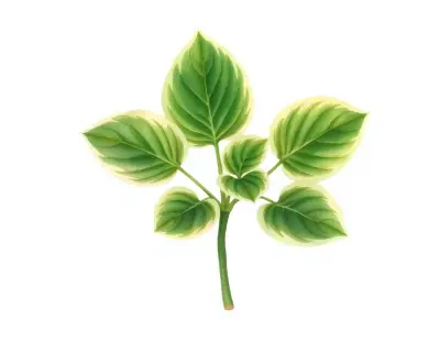 AI-generated watercolor illustration of Hosta 'Cherries Jubilee' (not a photograph)