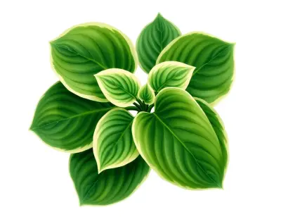 AI-generated watercolor illustration of Hosta 'Cherry Tomato' (not a photograph)