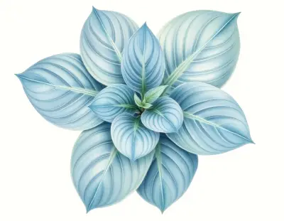 AI-generated watercolor illustration of Hosta 'Christmas Cookies' (not a photograph)