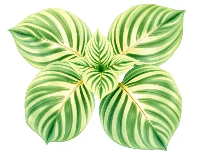 AI-generated watercolor illustration of Hosta 'Circus Clown' (not a photograph)