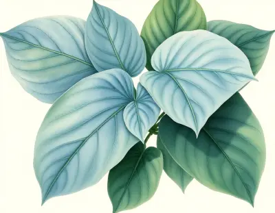 AI-generated watercolor illustration of Hosta 'Clear Fork River Valley' (not a photograph)