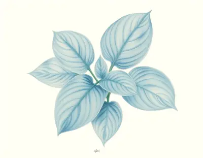 AI-generated watercolor illustration of Hosta 'Color a la Mode' (not a photograph)