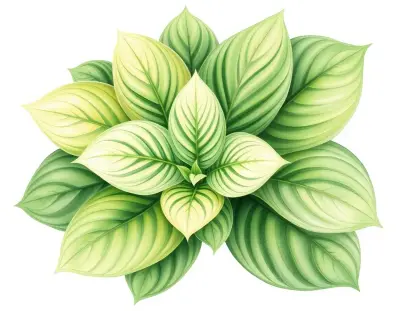 AI-generated watercolor illustration of Hosta 'Color Accord' (not a photograph)