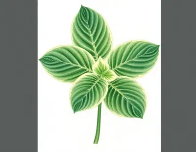 AI-generated watercolor illustration of Hosta 'Compass Point' (not a photograph)
