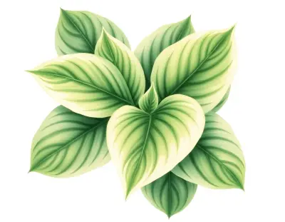 AI-generated watercolor illustration of Hosta 'Cosmic Delight' (not a photograph)
