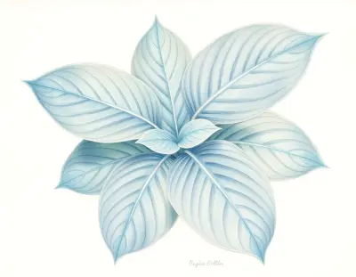 AI-generated watercolor illustration of Hosta 'Cosmic DNA' (not a photograph)