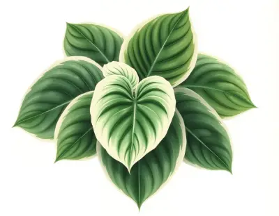 AI-generated watercolor illustration of Hosta 'Cosmic Flash' (not a photograph)