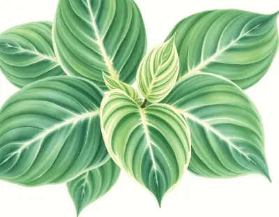 AI-generated watercolor illustration of Hosta 'Cosmic Kid' (not a photograph)