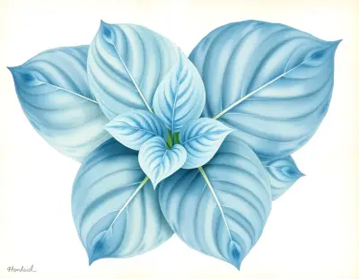 AI-generated watercolor illustration of Hosta 'Cosmic Moonshine' (not a photograph)