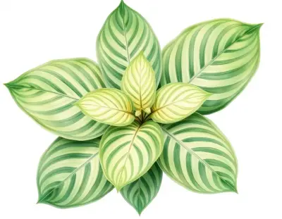 AI-generated watercolor illustration of Hosta 'Cosmic Shine' (not a photograph)
