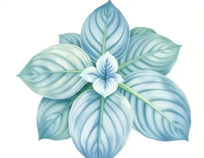 AI-generated watercolor illustration of Hosta 'Cosmic Smiles' (not a photograph)