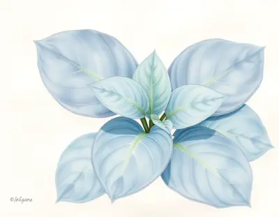 AI-generated watercolor illustration of Hosta 'Cosmic Warrior' (not a photograph)