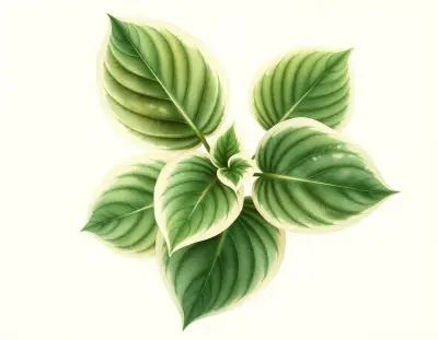 AI-generated watercolor illustration of Hosta 'Cotillion' (not a photograph)