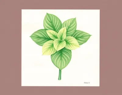 AI-generated watercolor illustration of Hosta 'Count Dracula' (not a photograph)