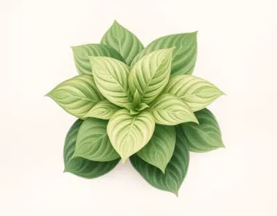 AI-generated watercolor illustration of Hosta 'Craig's Temptation' (not a photograph)