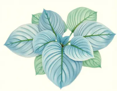AI-generated watercolor illustration of Hosta 'Crossroads Whirlpool' (not a photograph)