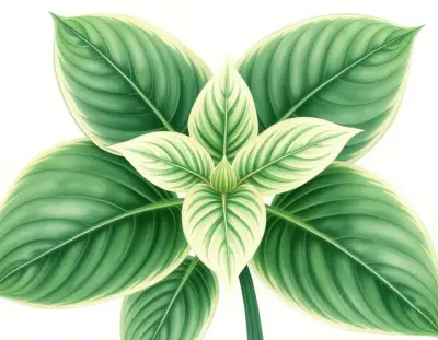 AI-generated watercolor illustration of Hosta 'Crows Landing Fairy Ghost' (not a photograph)