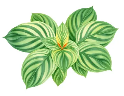 AI-generated watercolor illustration of Hosta 'Crusty Old Fart' (not a photograph)