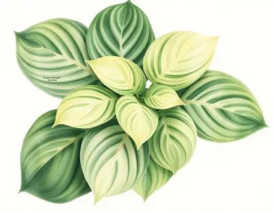 AI-generated watercolor illustration of Hosta 'Crystal Glaze' (not a photograph)