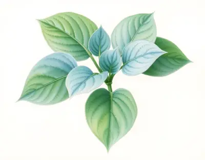 AI-generated watercolor illustration of Hosta 'Cubby Bear' (not a photograph)