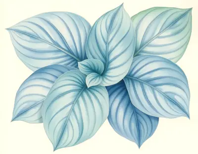 AI-generated watercolor illustration of Hosta 'Cuyahoga Falls' (not a photograph)