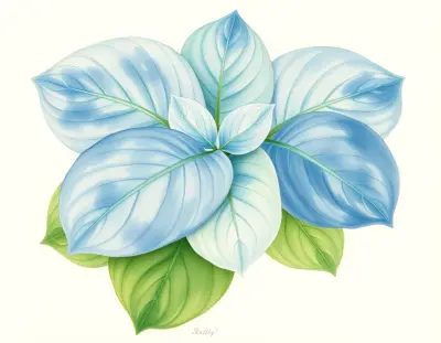 AI-generated watercolor illustration of Hosta 'Daddy Boomer' (not a photograph)