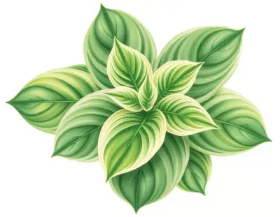 AI-generated watercolor illustration of Hosta 'Daisy Doolittle' (not a photograph)