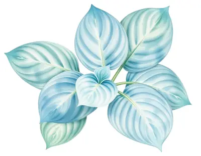 AI-generated watercolor illustration of Hosta 'Dark Matter' (not a photograph)