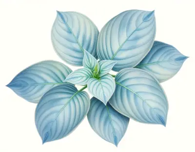 AI-generated watercolor illustration of Hosta 'Dark Secret' (not a photograph)