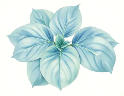 AI-generated watercolor illustration of Hosta 'Deep Waters' (not a photograph)