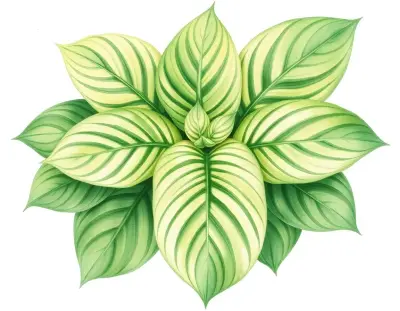 AI-generated watercolor illustration of Hosta 'Deluxe Edition' (not a photograph)