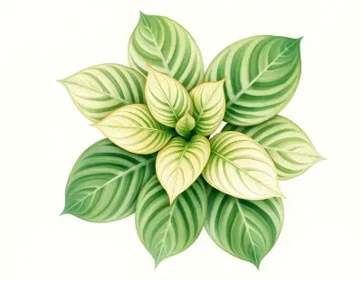 AI-generated watercolor illustration of Hosta 'Devon Discovery' (not a photograph)