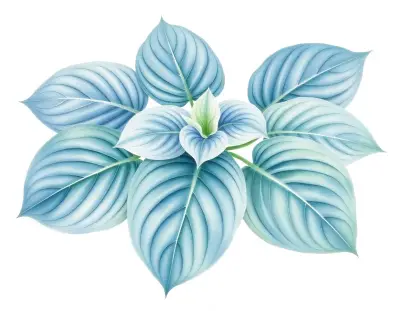 AI-generated watercolor illustration of Hosta 'Diamond Jubilee' (not a photograph)