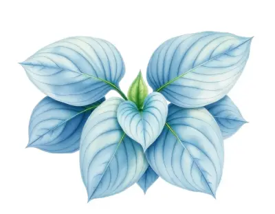 AI-generated watercolor illustration of Hosta 'Dixie Cups' (not a photograph)