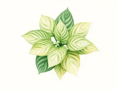 AI-generated watercolor illustration of Hosta 'Dixie Queen' (not a photograph)