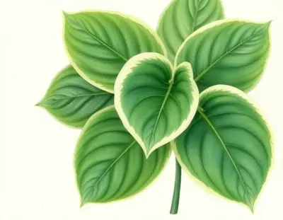 AI-generated watercolor illustration of Hosta 'Don’t Look Back' (not a photograph)