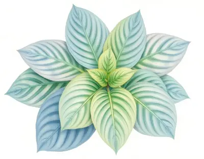 AI-generated watercolor illustration of Hosta 'Dragon Slayer' (not a photograph)