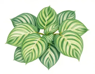 AI-generated watercolor illustration of Hosta 'Dragon Wings' (not a photograph)